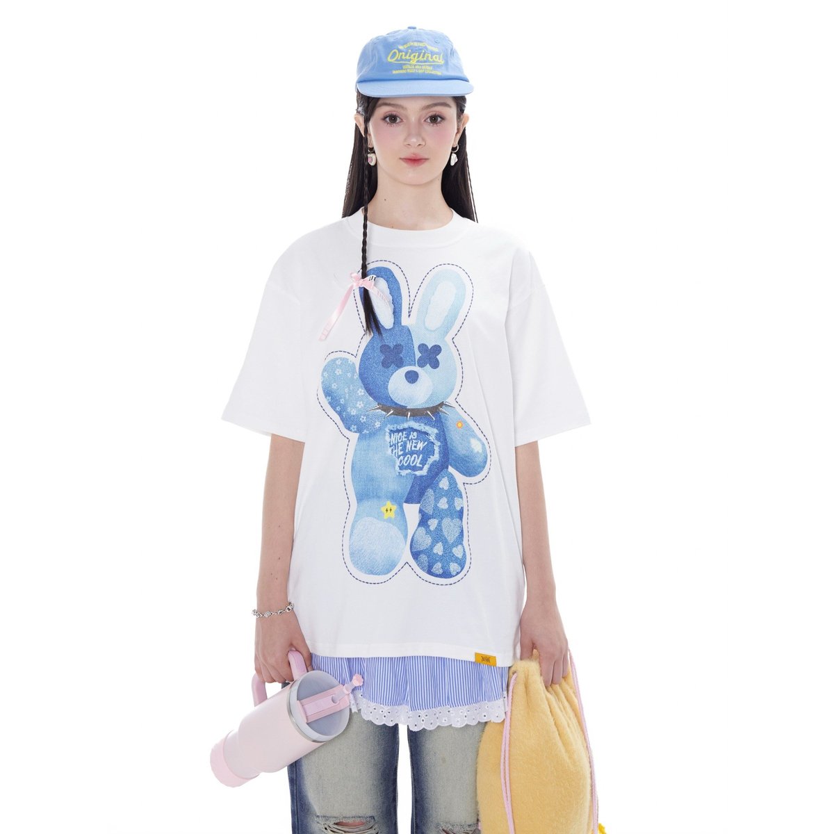 BAD RABBIT Jean Rabbit Graphic Tee - White