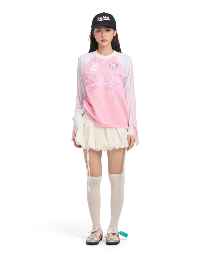 Bad Rabbit Club FRAISE RABBIT 粉色運動風格長袖針織衫