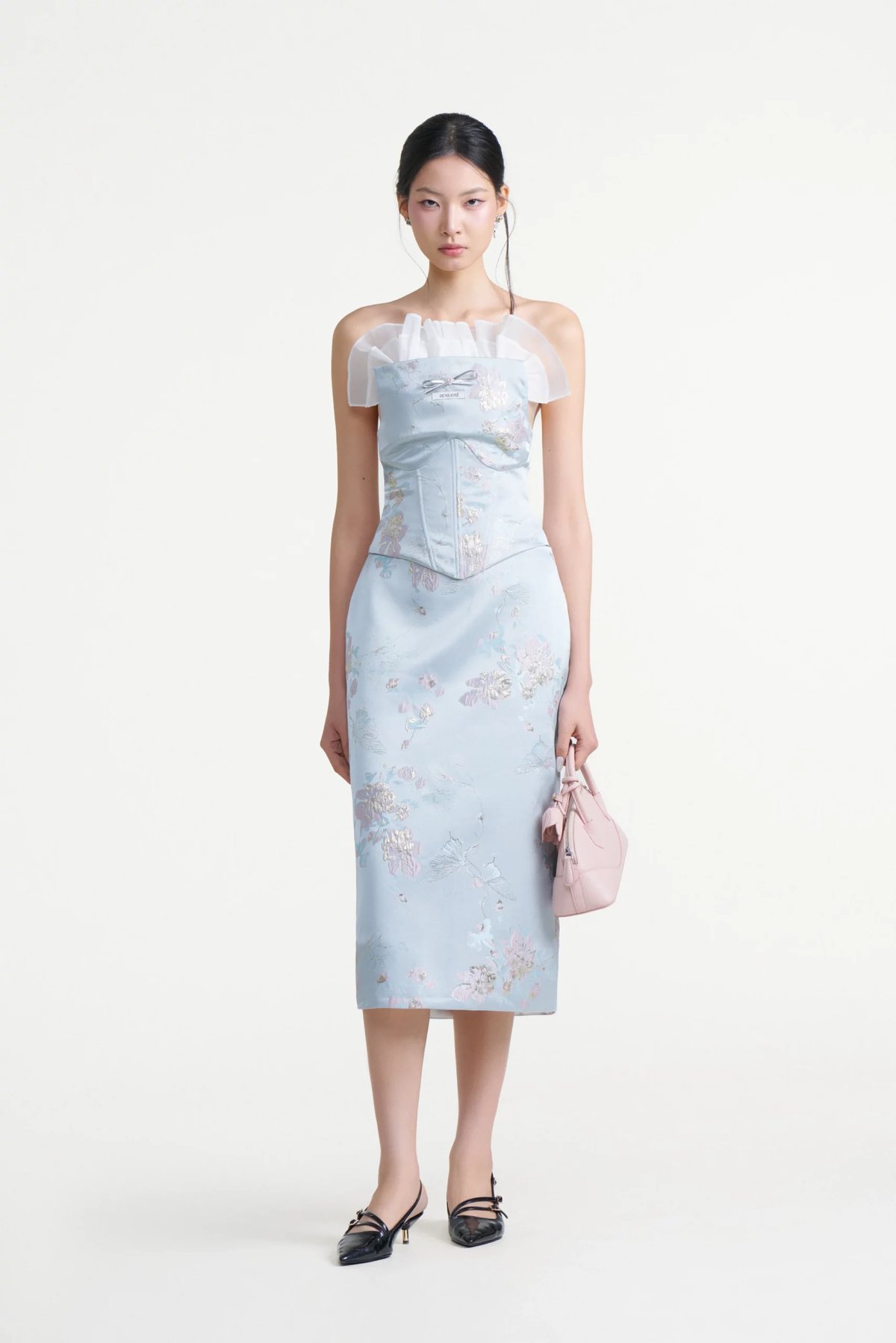 DEAR JOSÉ MAIKO Corset Dress in Blue Brocade