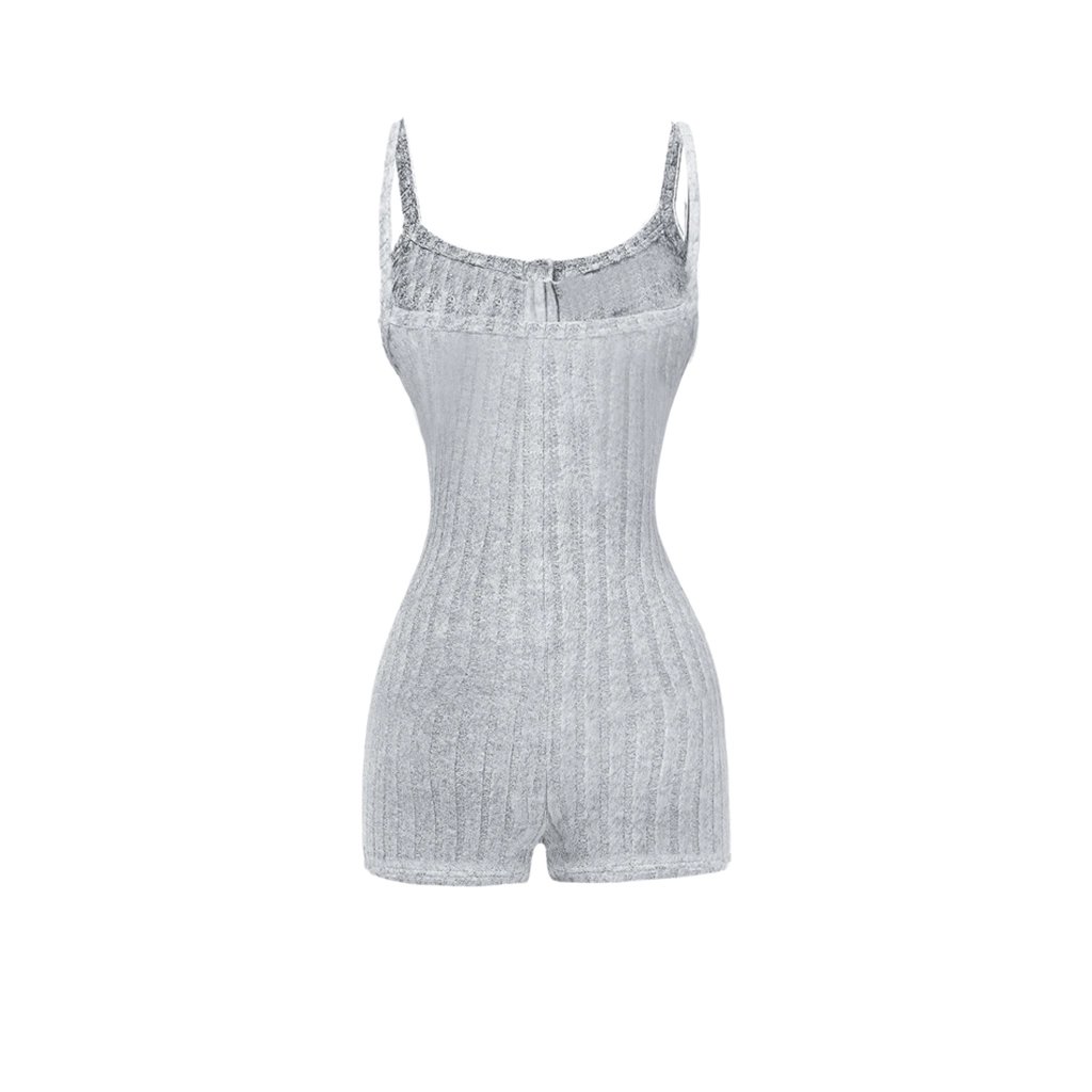 SISTERS Kate Buttoned Spaghetti Strap Knit Romper