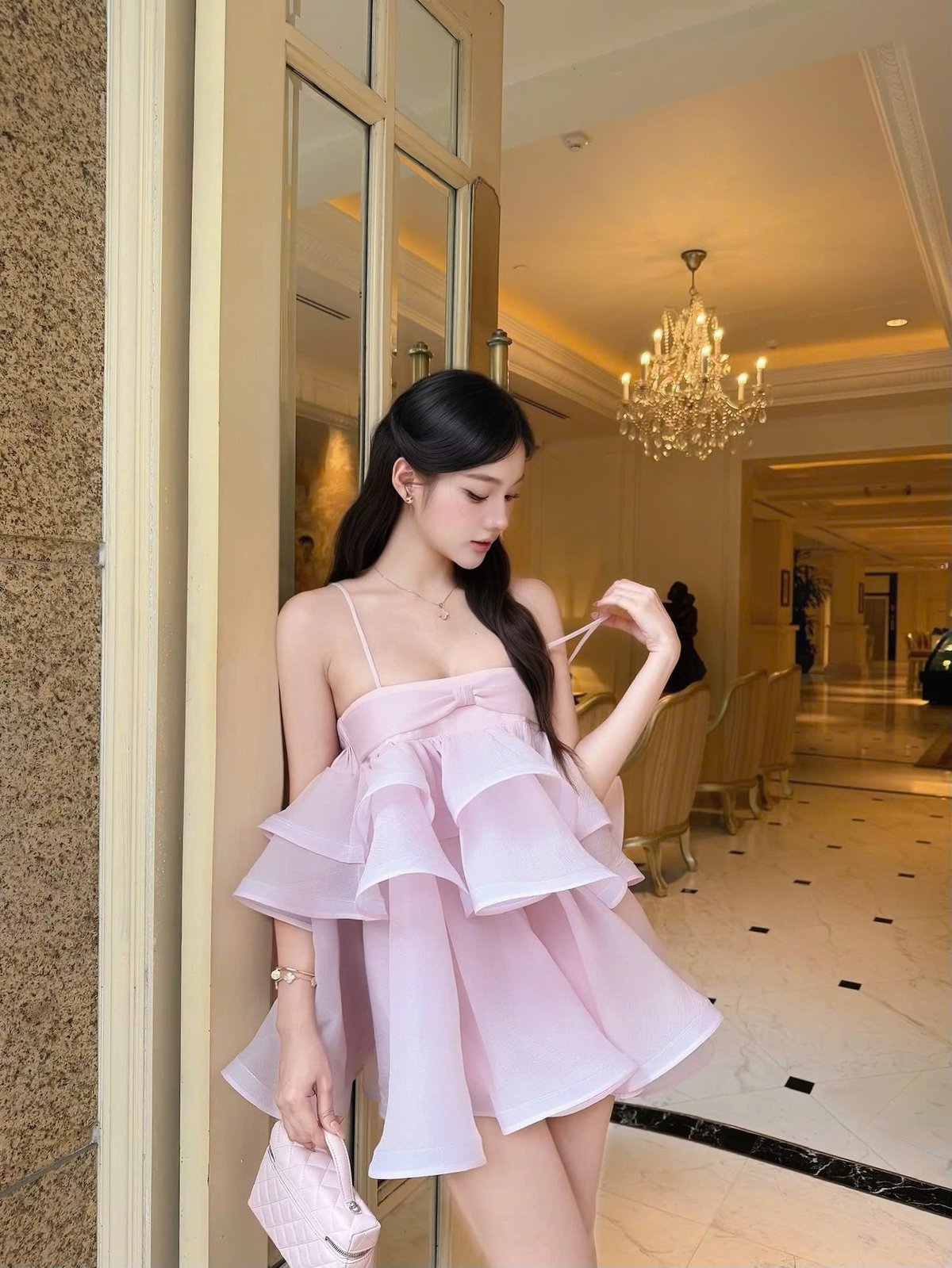 CHOU CHOU Ruffled Layered Camisole Top
