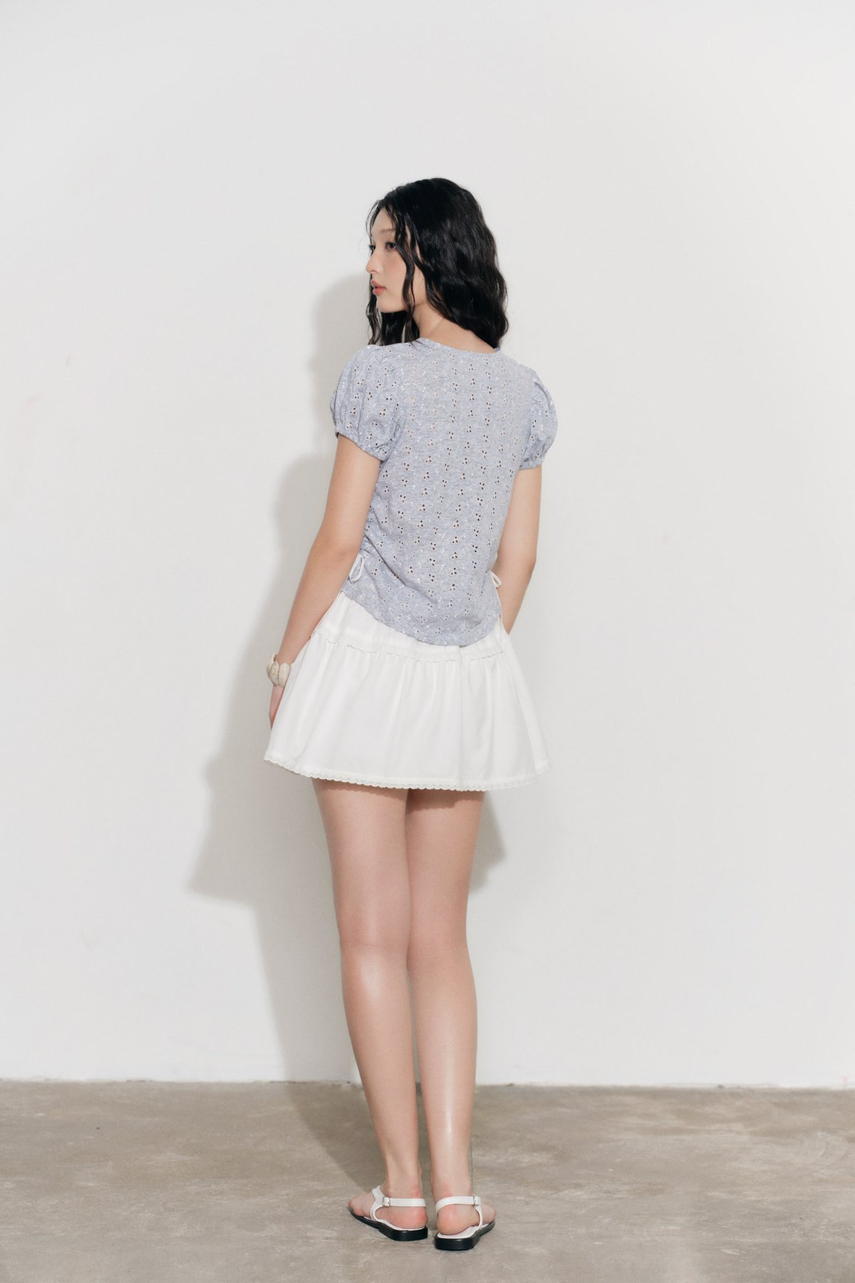 DOTTIE Fabric Patchwork Mini Skirt - White - S0277