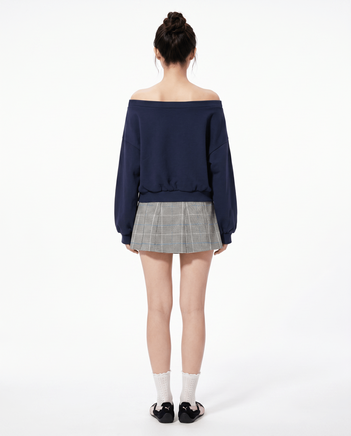 DOTTIE Check Mini Skirt - Grey