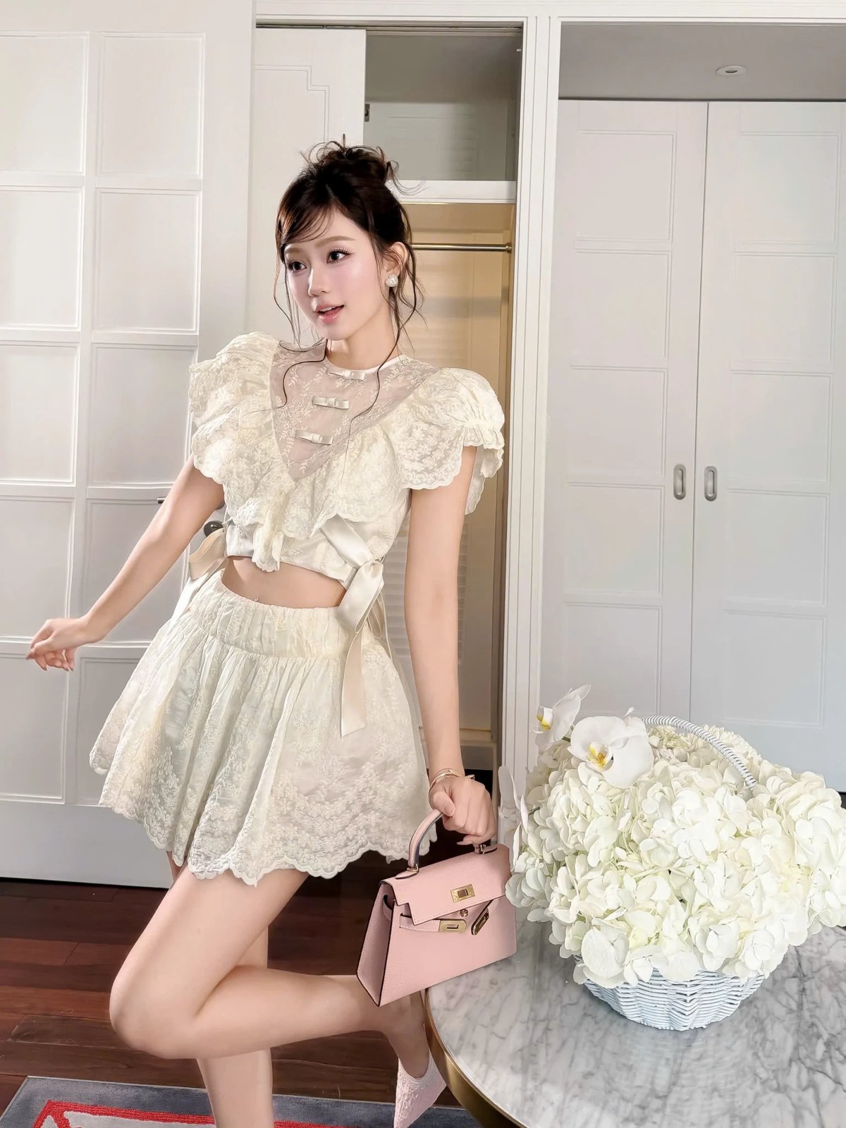 Croptop Top and Flared Skirt Set