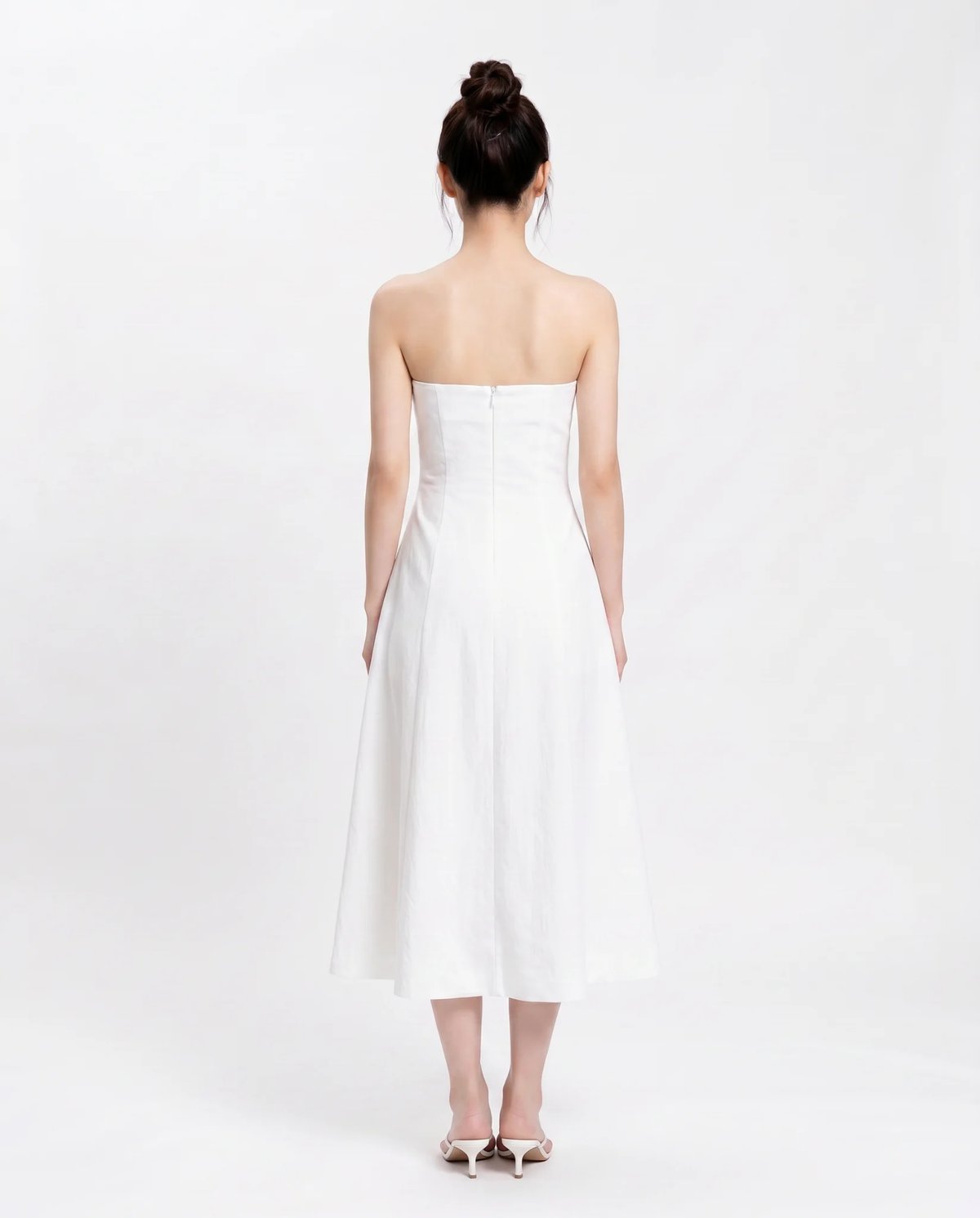 DOTTIE Strapless Bubble Hem Midi Dress D0723