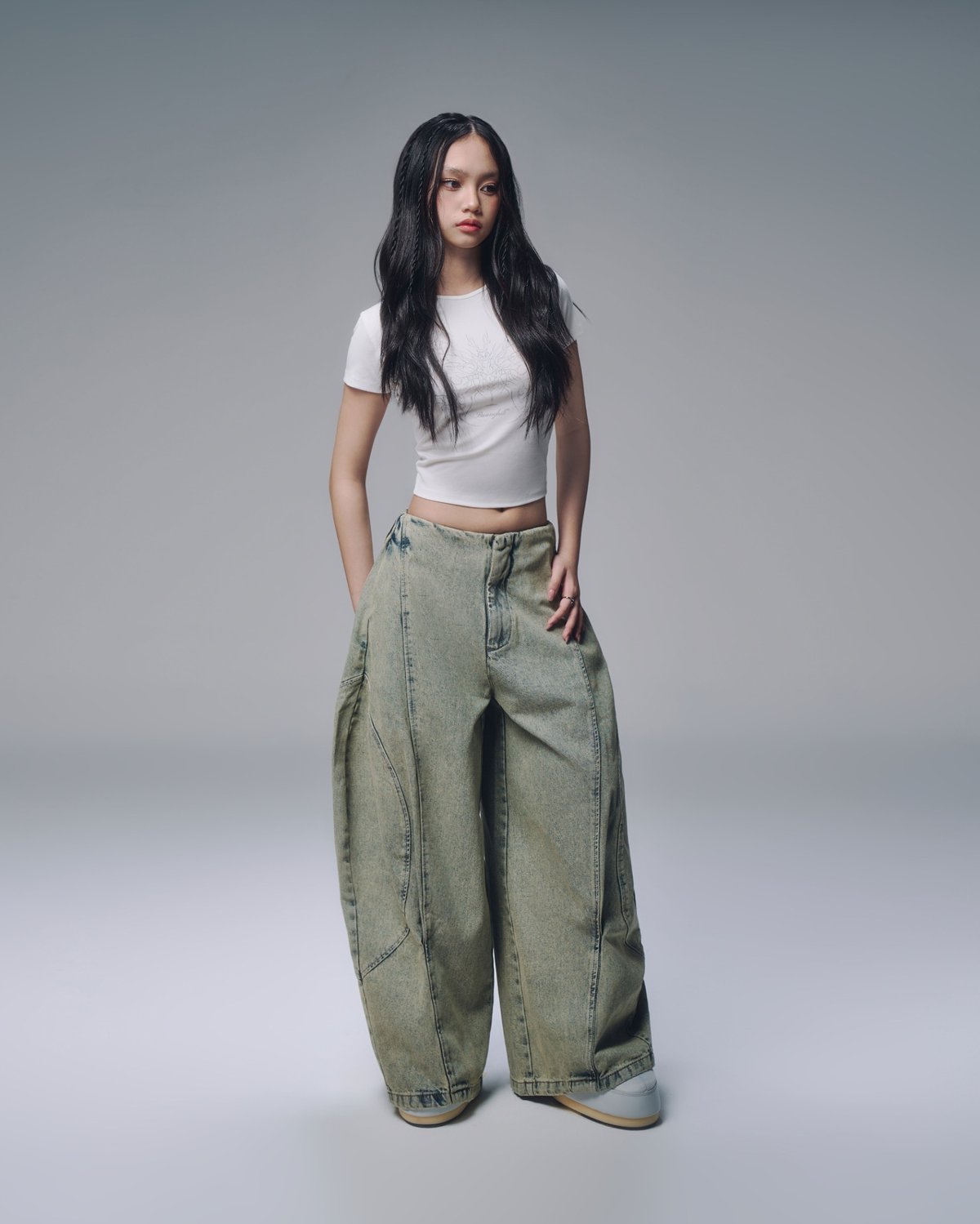 Bunnyhill LUFT PANTS VER 藍色水洗寬版牛仔褲