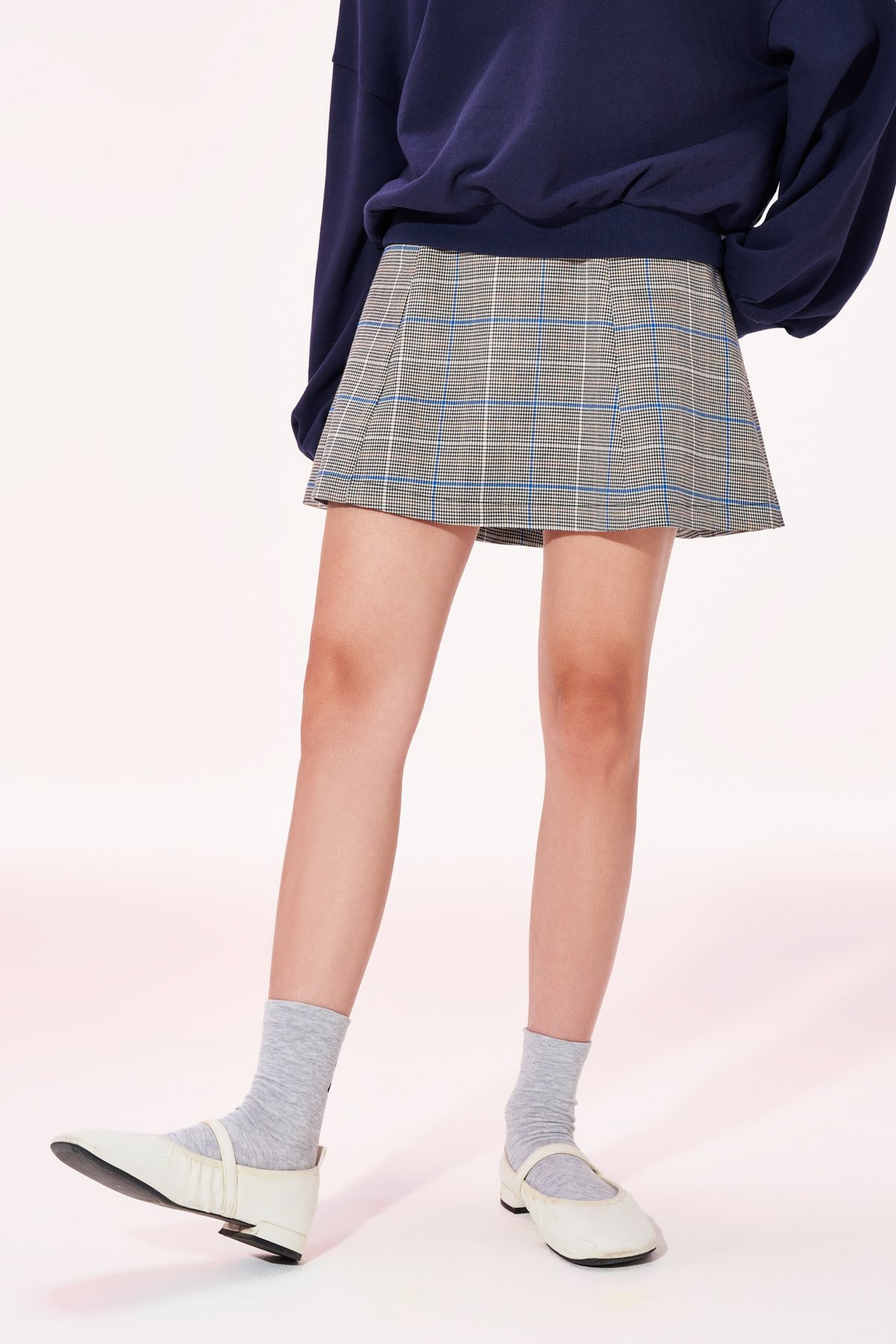 DOTTIE Check Mini Skirt - Grey