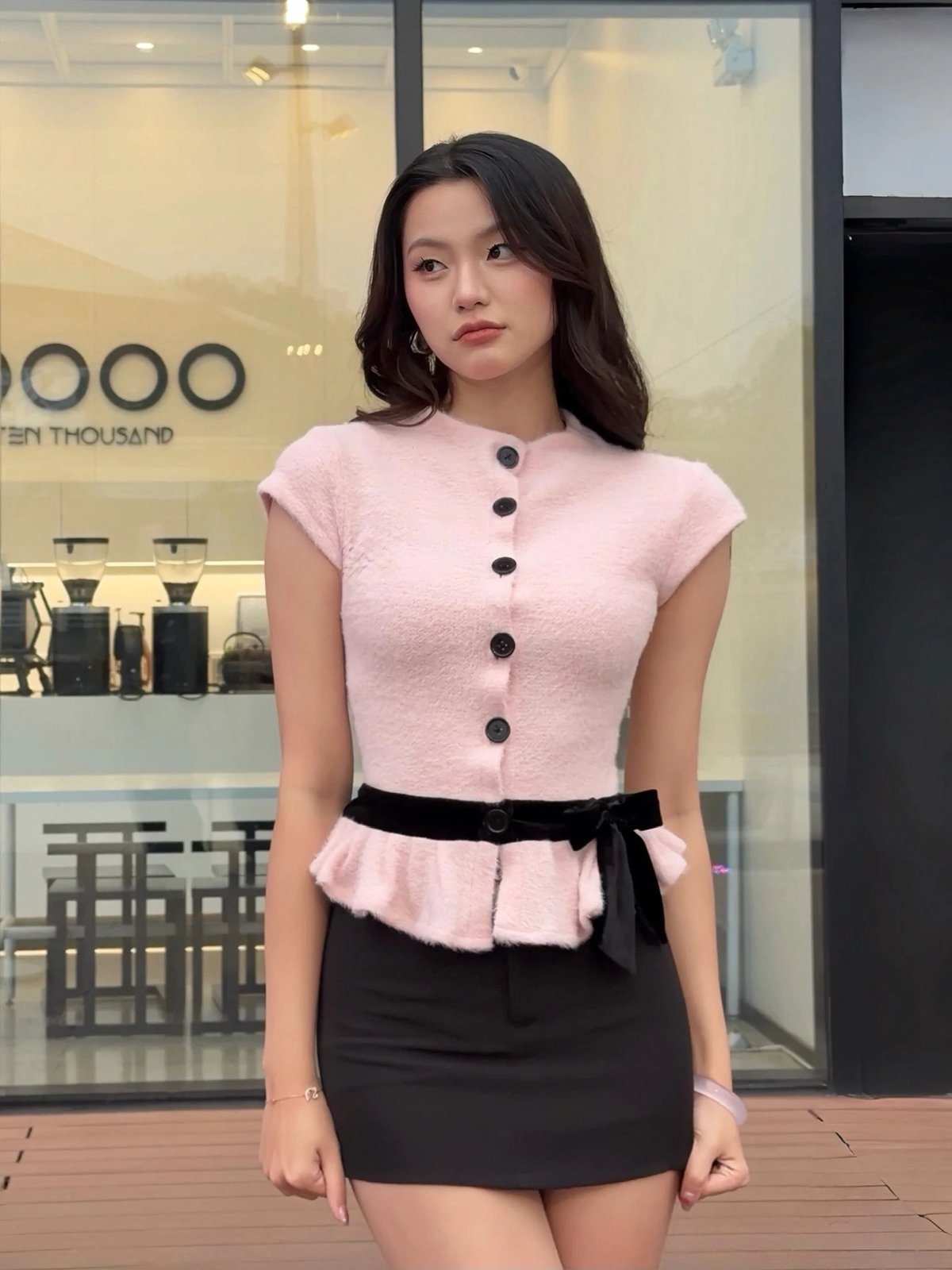 Sugar Crush Jubin Peplum 珍珠毛絨顯瘦上衣