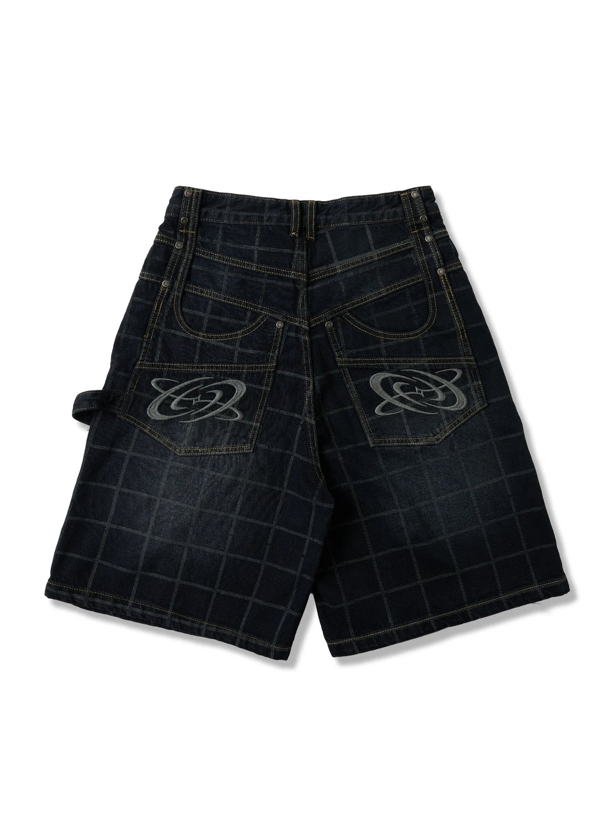 HADES Webby Canvas Checkered Denim Shorts - Blue Navy