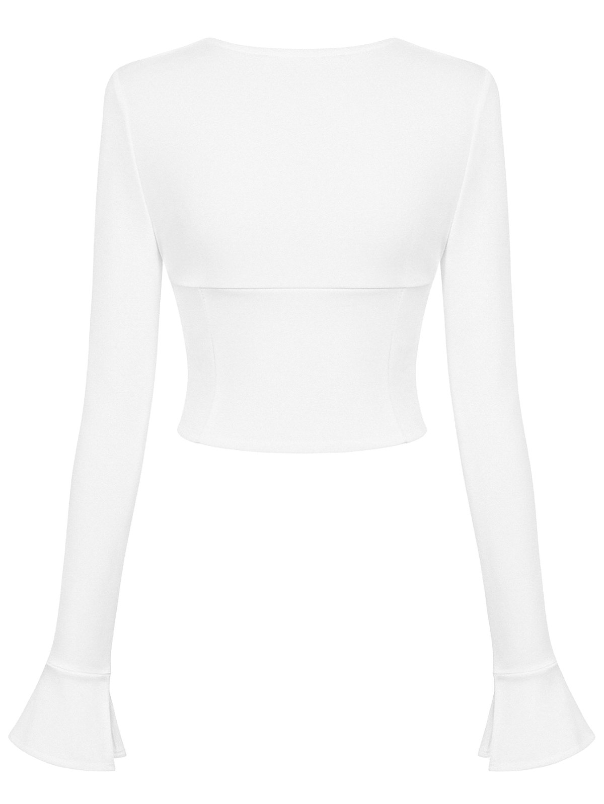 SISTERS Josephine Metal Hook Front Long Sleeve Cropped Top - White