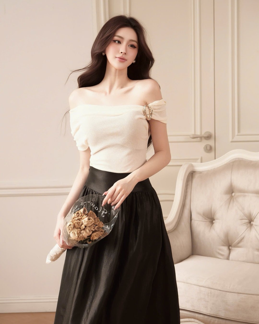 HIU design Gena Top 2-Way Off-Shoulder Peplum Top