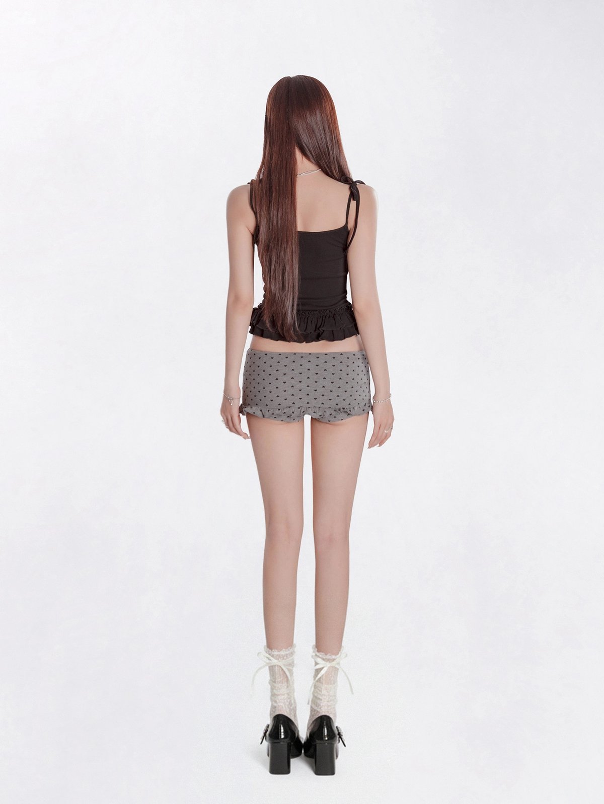 DKMV Rose Tie-Shoulder Ruffle Top