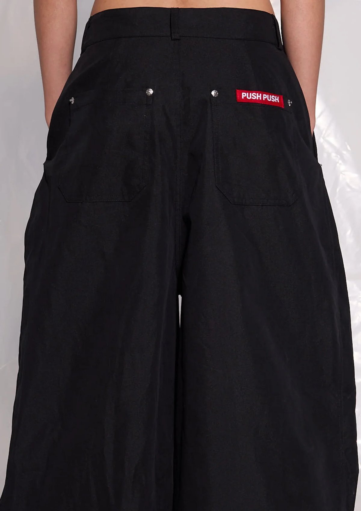 PUSH PUSH SONIC Wide Leg Low Rise Khaki Pants - Black