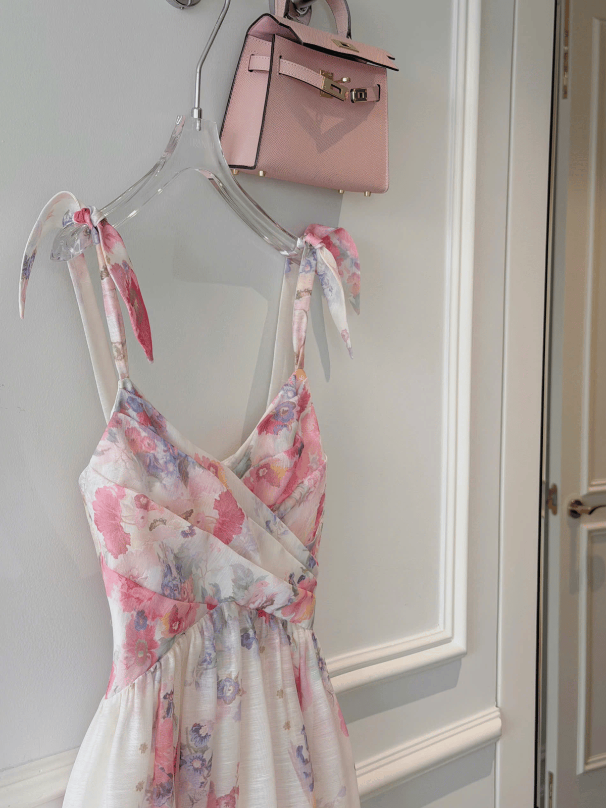 Tran Ali Floral Bow Shoulder Strap Dress