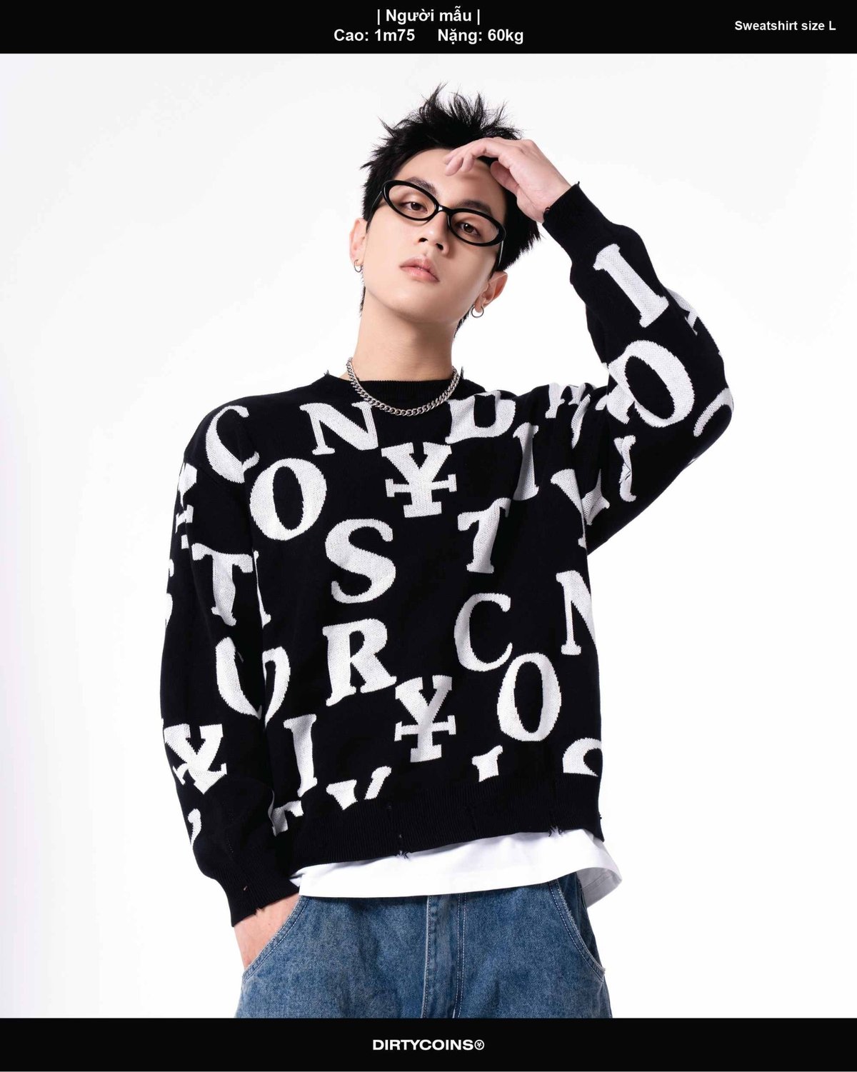DIRTYCOINS Letters Monogram Knit Sweater