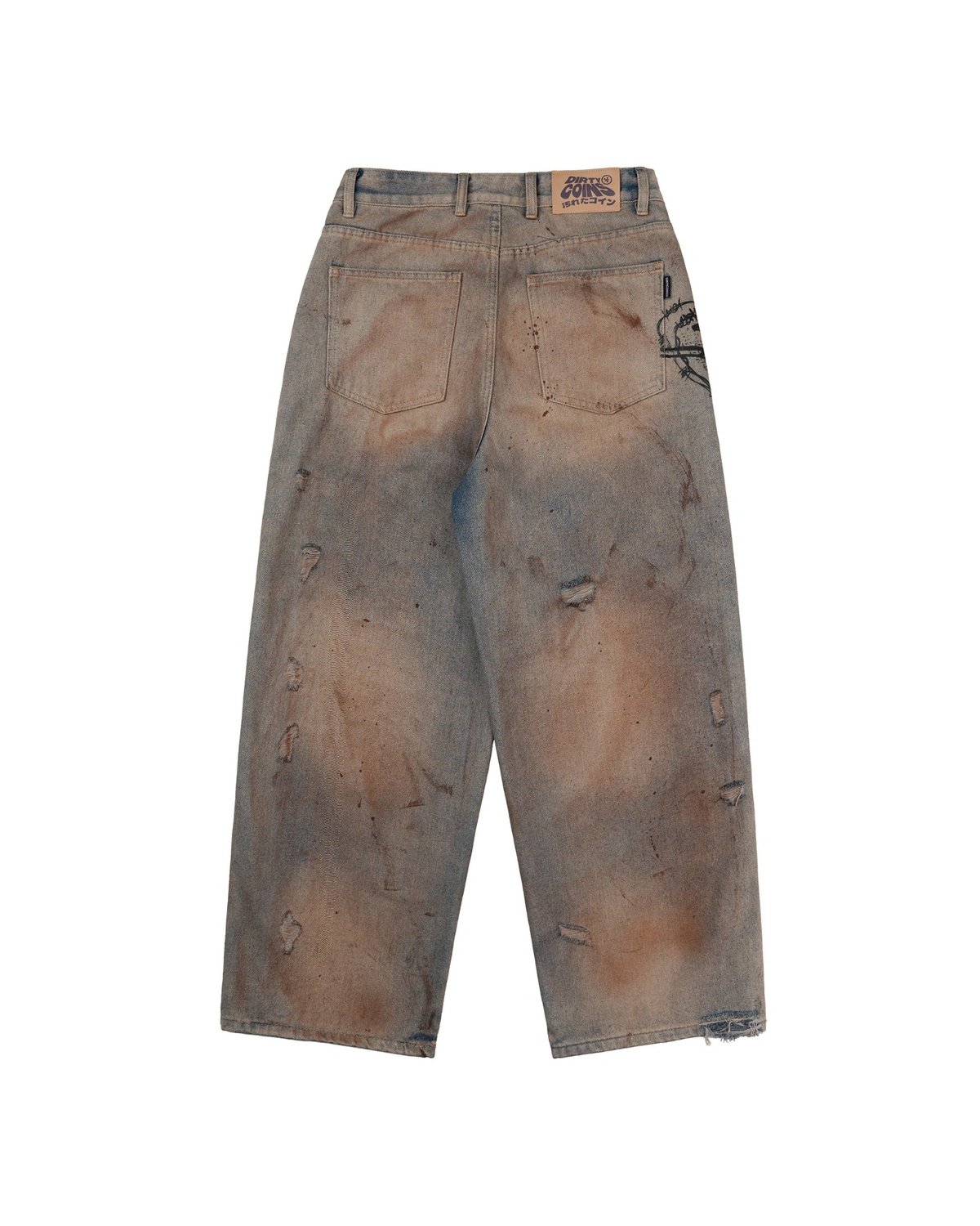DIRTYCOINS Stain Distress 污漬破洞牛仔長褲