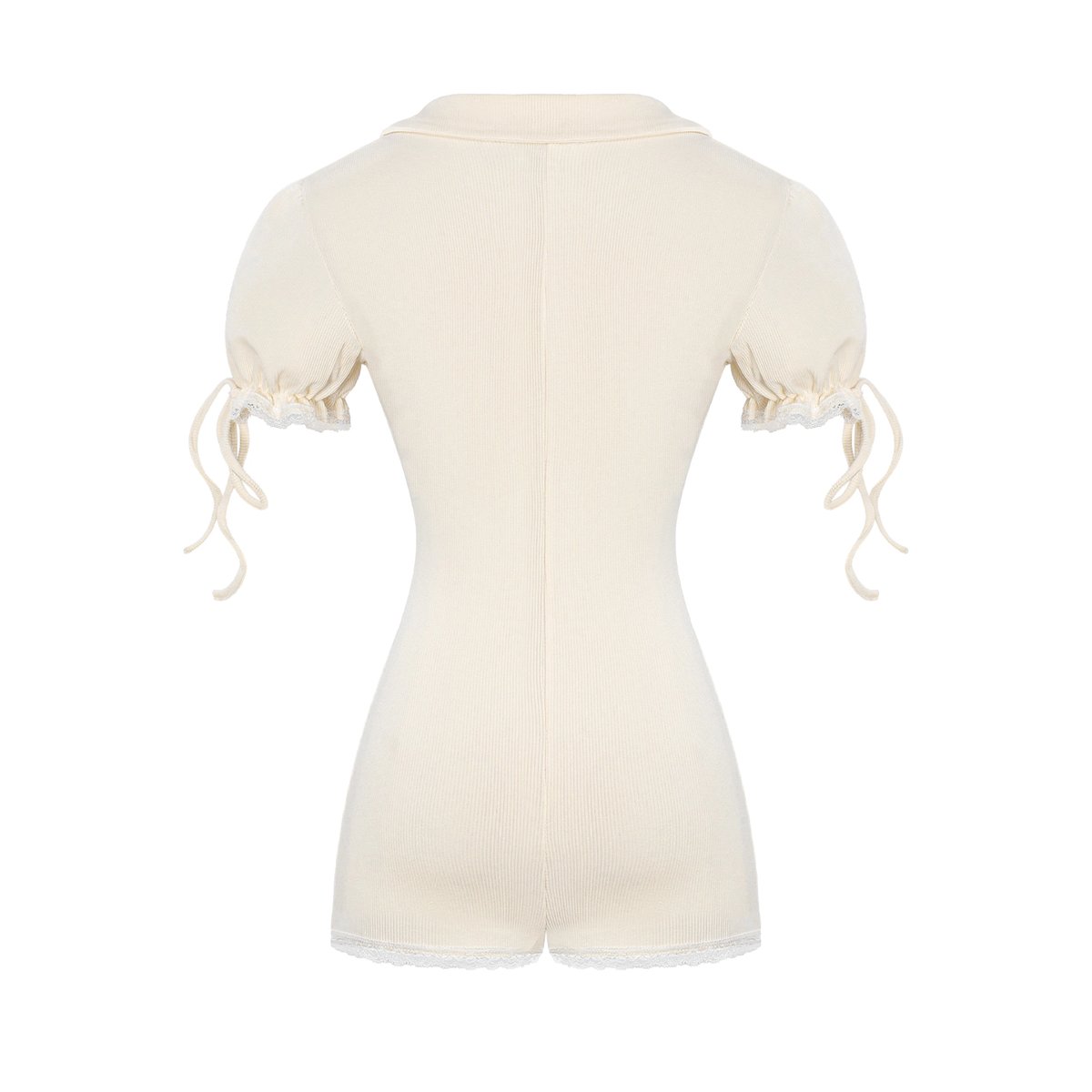 DKMV Se Na Lace Trim Puff Sleeve Jumpsuit