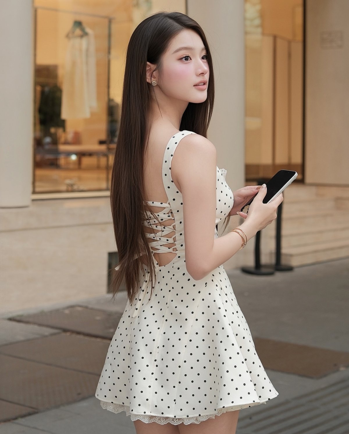 JUBIN DOTTIE 圓點 A 字短裙