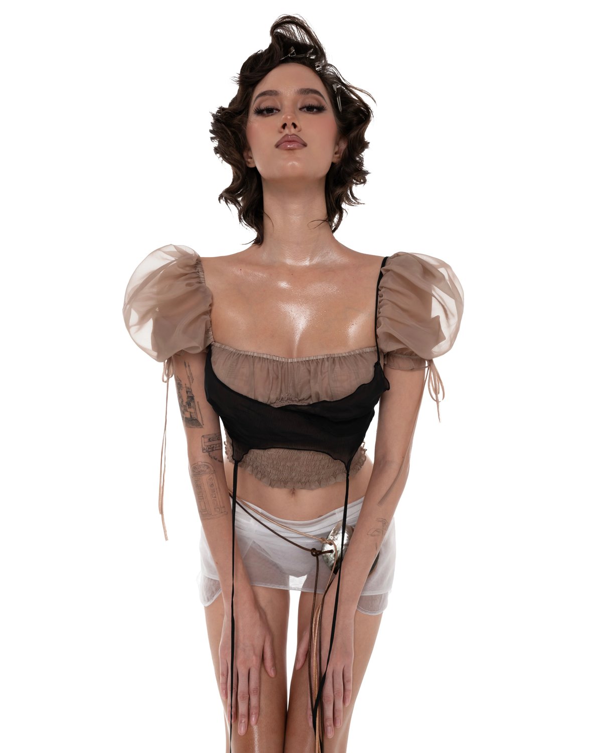 HUELLEYROSE Jennie Off-Shoulder Cropped Top