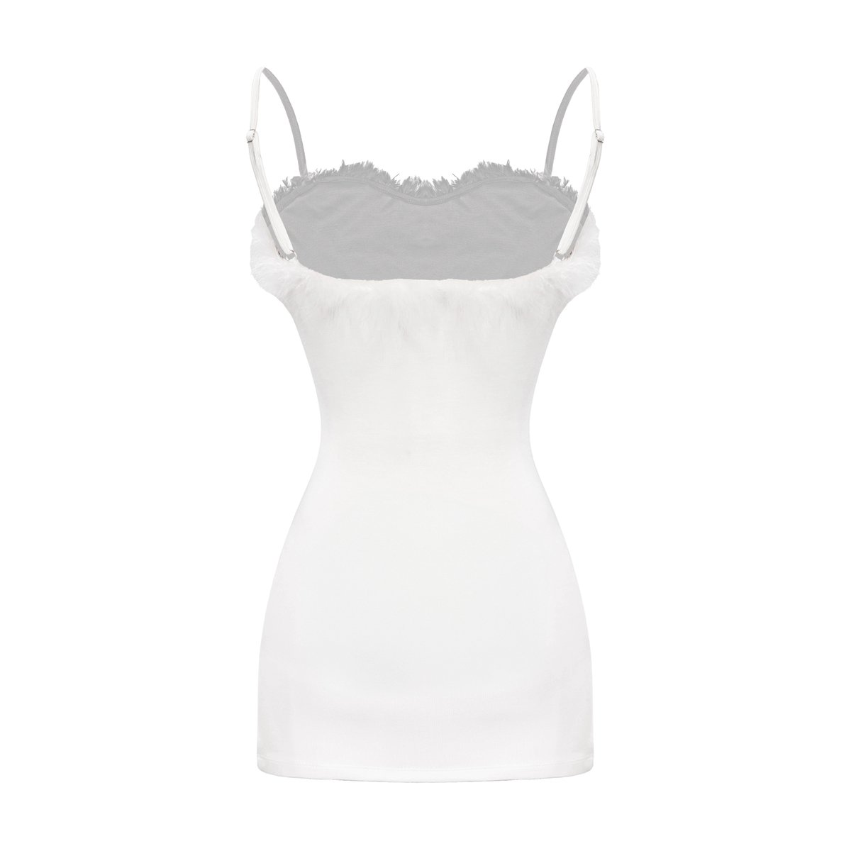 SISTERS Aimée Feather Trim Bodycon Spaghetti Strap Dress