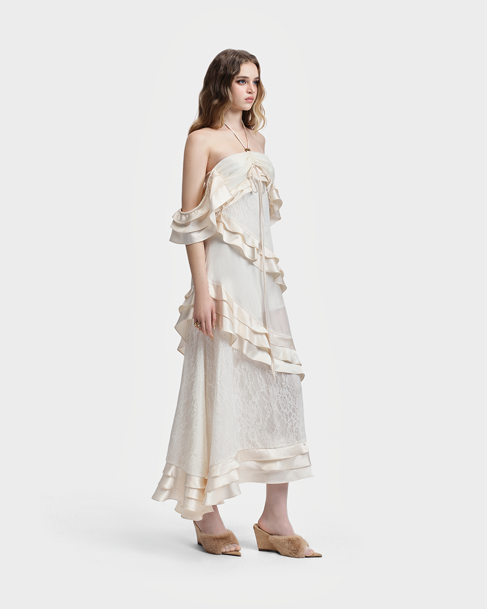 DEAR JOSÉ The Venus Shell Ruffle Maxi Dress
