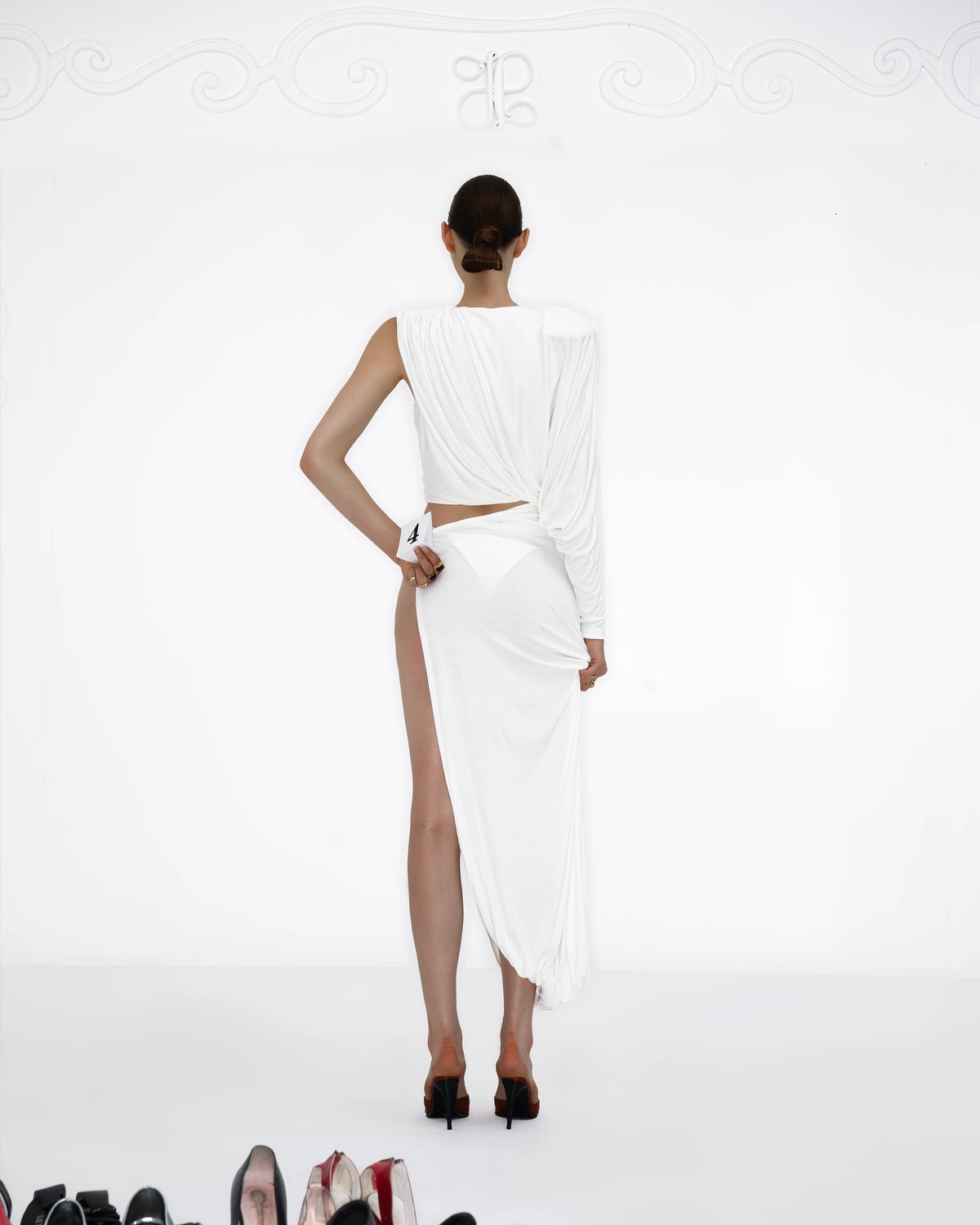 HUELLEYROSE Limoni Asymmetric Draping Dress 露背不對稱垂墜長裙 (附比堅尼)