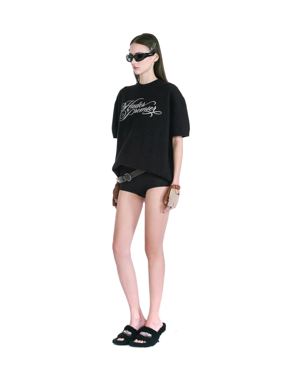 HADES Stamped Knitted Tee - Black