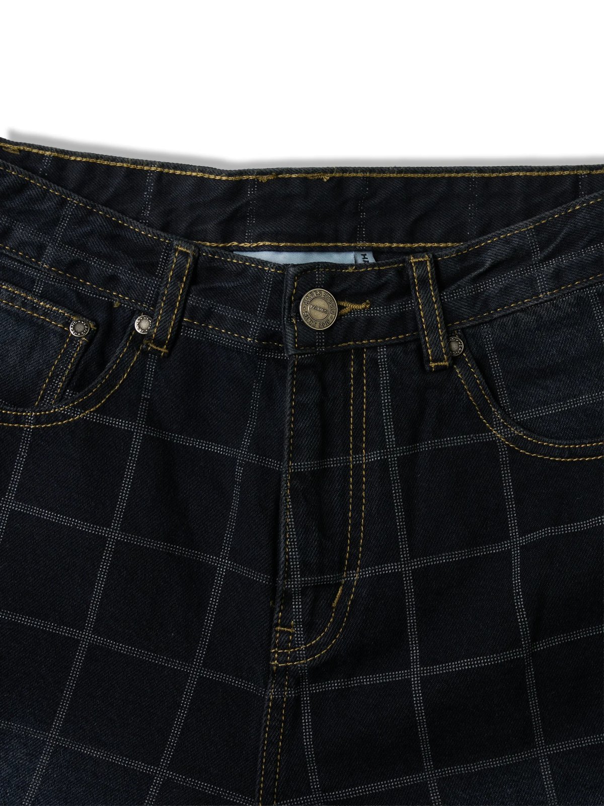 HADES Webby Canvas Checkered Denim Shorts - Blue Navy