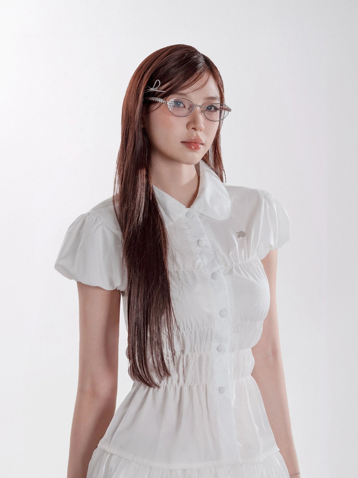 DKMV Maddy Ruffle Collar Puff Sleeve Blouse