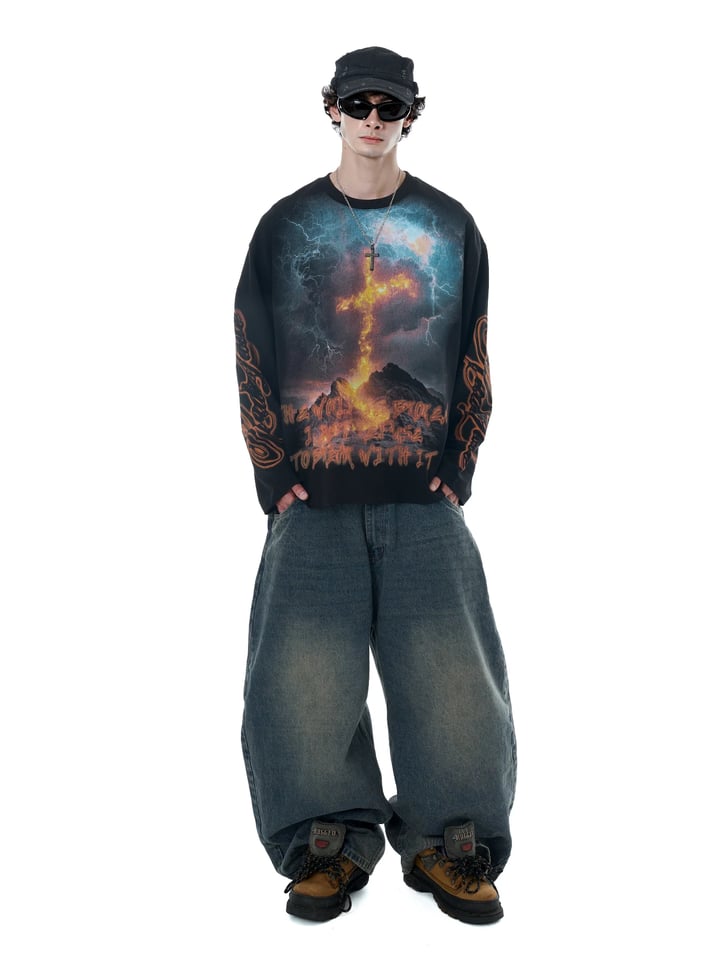 HADES Thunder Cross Longsleeve Graphic T-shirt
