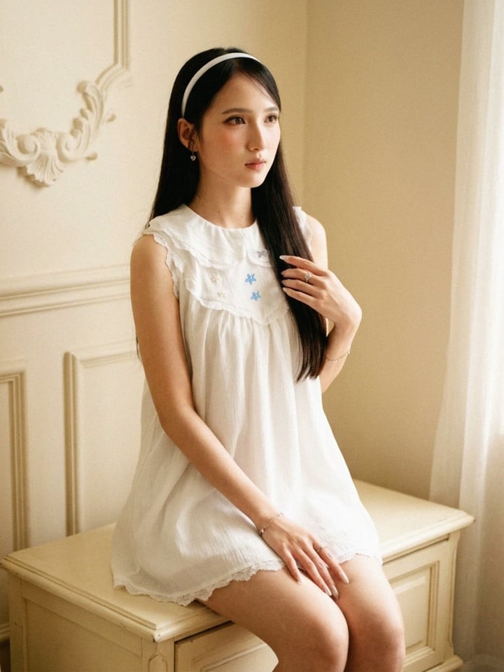 DKMV Milky Baby Doll Dress with Peter Pan Collar