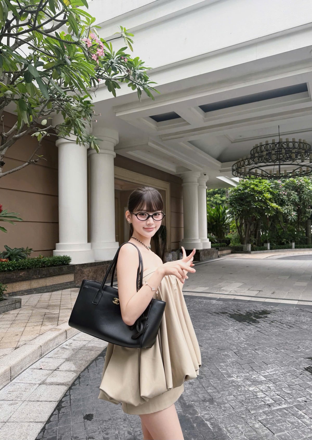 CHOU CHOU 泡泡袖連身裙套裝