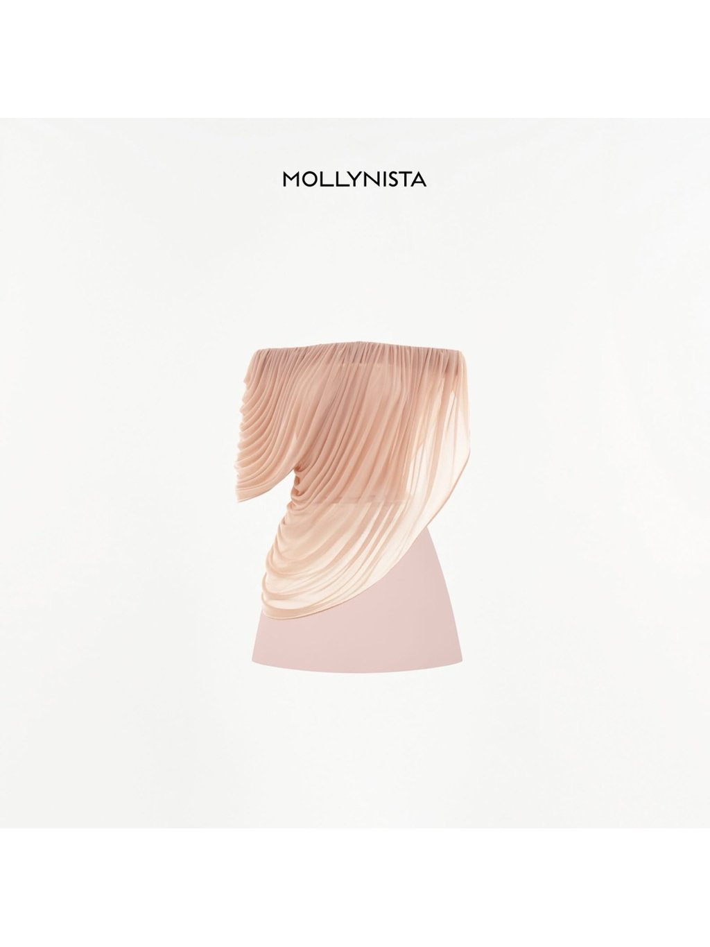 Mollynista Pink Off-Shoulder Asymmetric Draped Top & Premium Satin A-Line Skirt Florence Dress