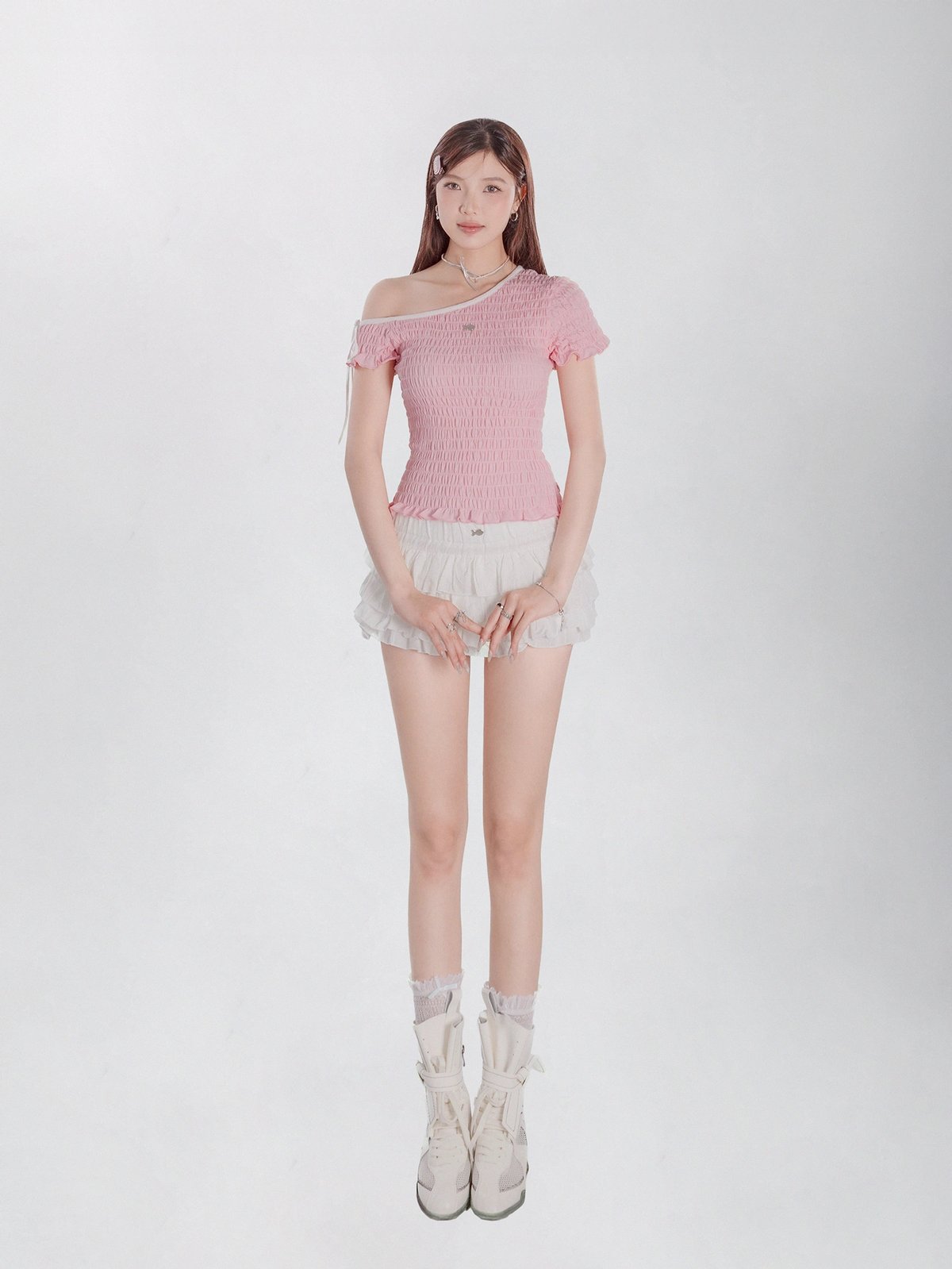 DKMV Ruffle Top 荷葉邊一字肩彈力上衣