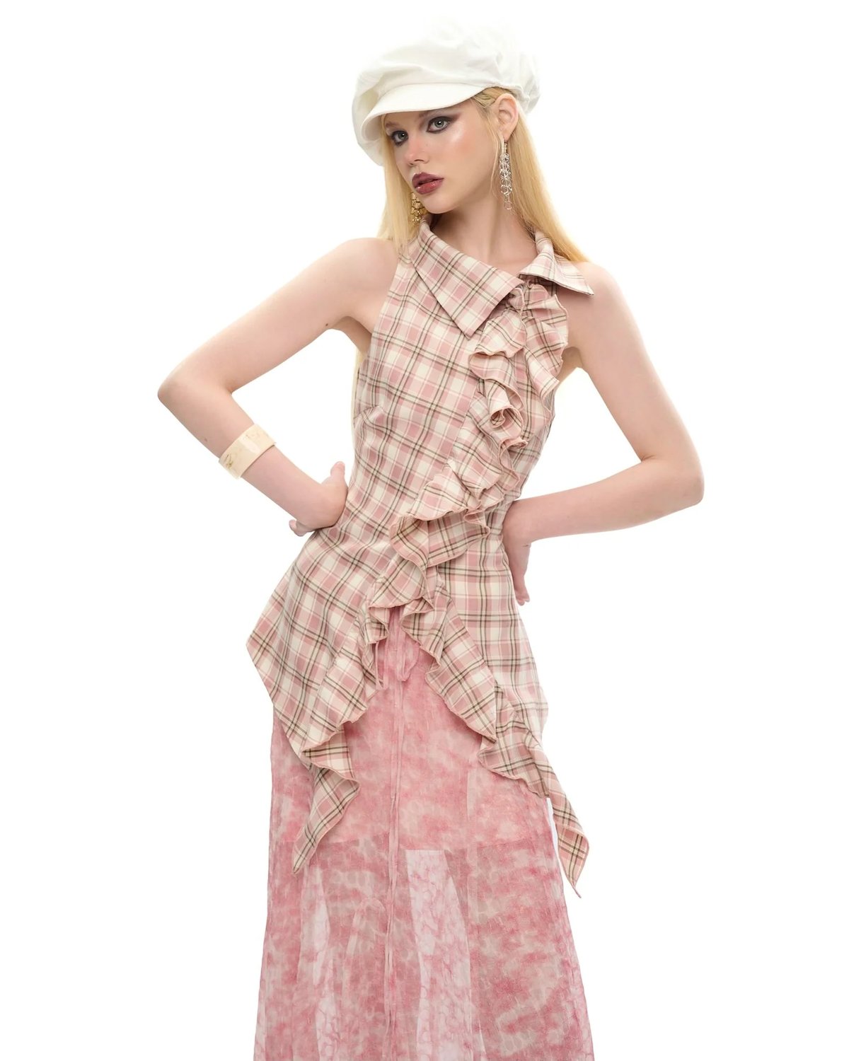 Roselle Asymmetric Ruffle Wrap Top