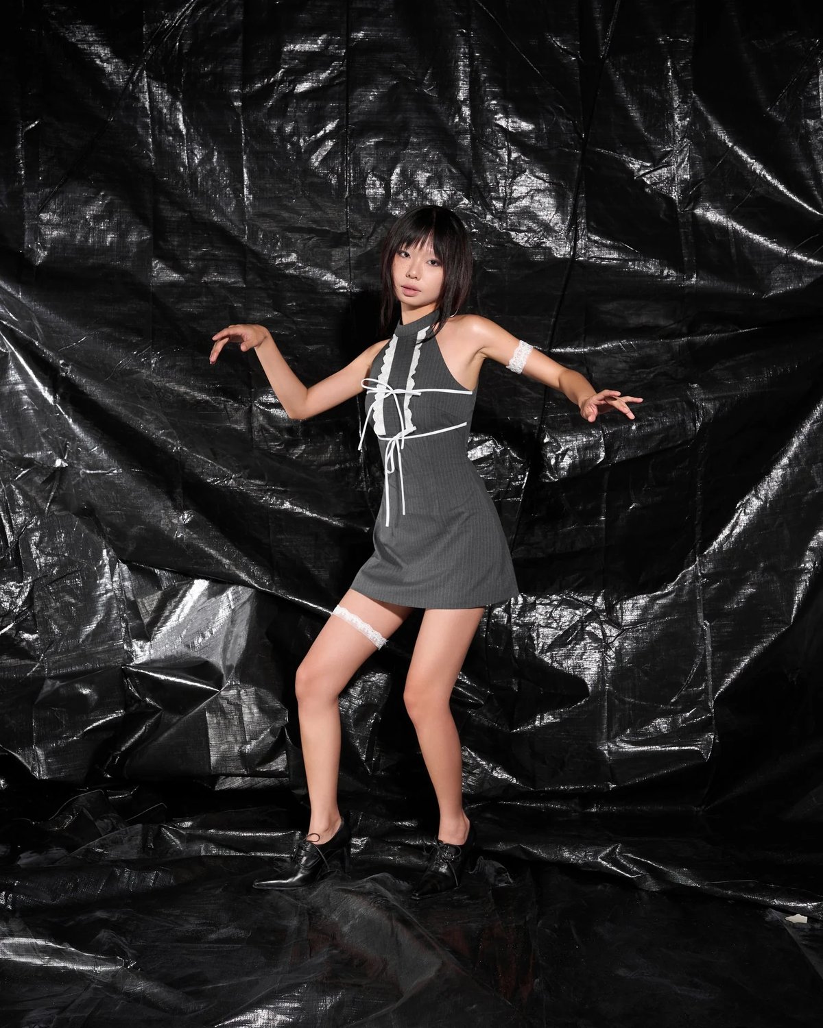 PUSH PUSH CHUN-LI 條紋迷你連身裙