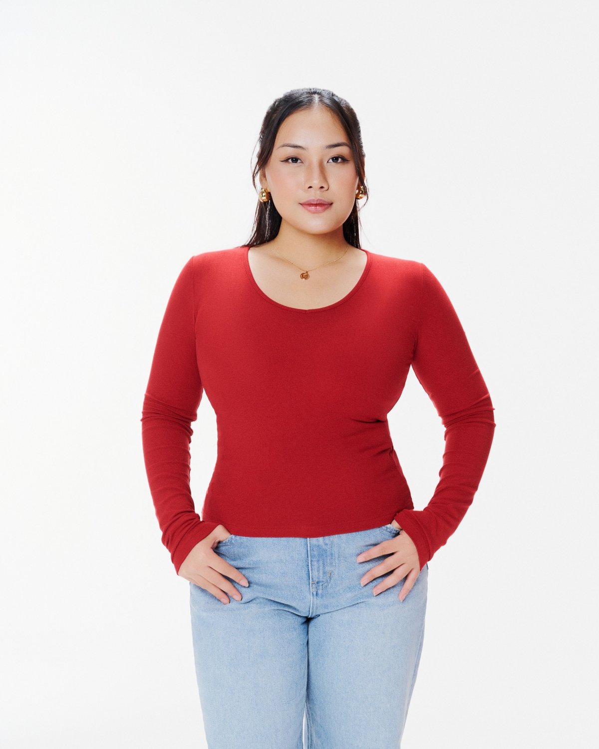 DOTTIE Macie V-Neck Long Sleeve Top - MC16