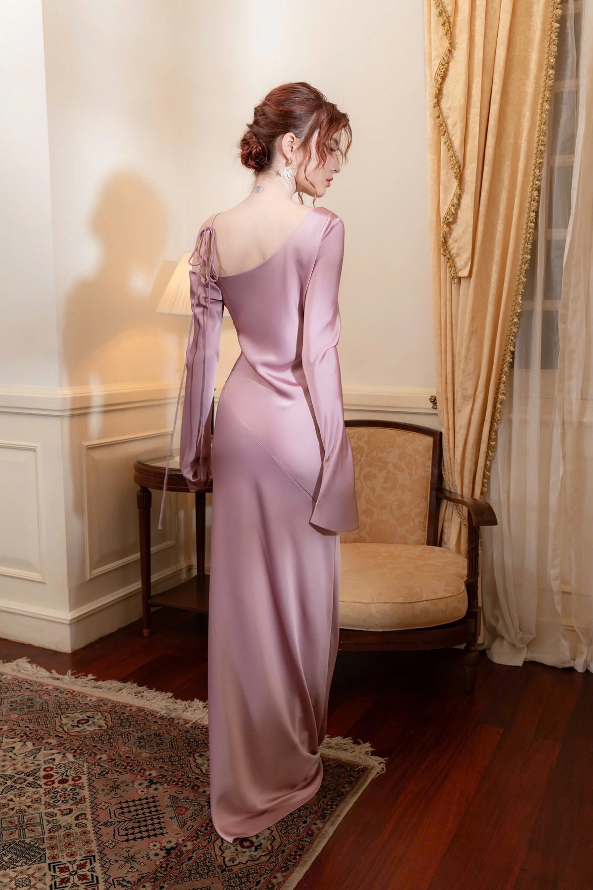 KISSERINE AN Dress One-Shoulder Long Sleeve Elegant Dress