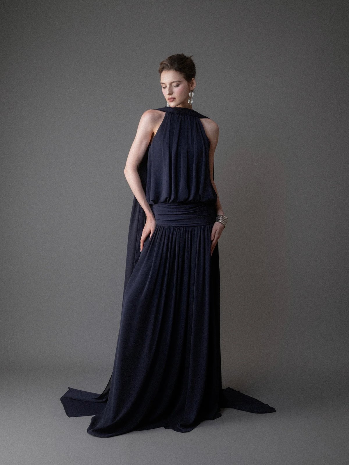 KISSERINE ELVA GOWN Chiffon Halter Maxi Dress