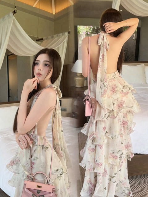 Chouchou Kaylee Floral Print Ruffle Dress