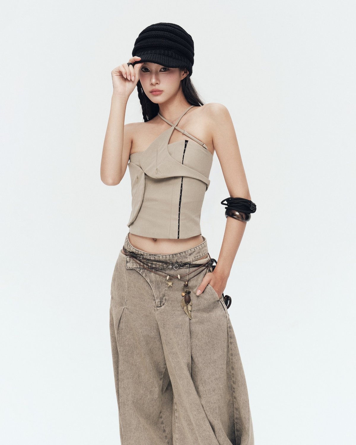 Bunnyhill NORA PANTS VER JEAN Grey Wash Wide-Leg Denim Trousers