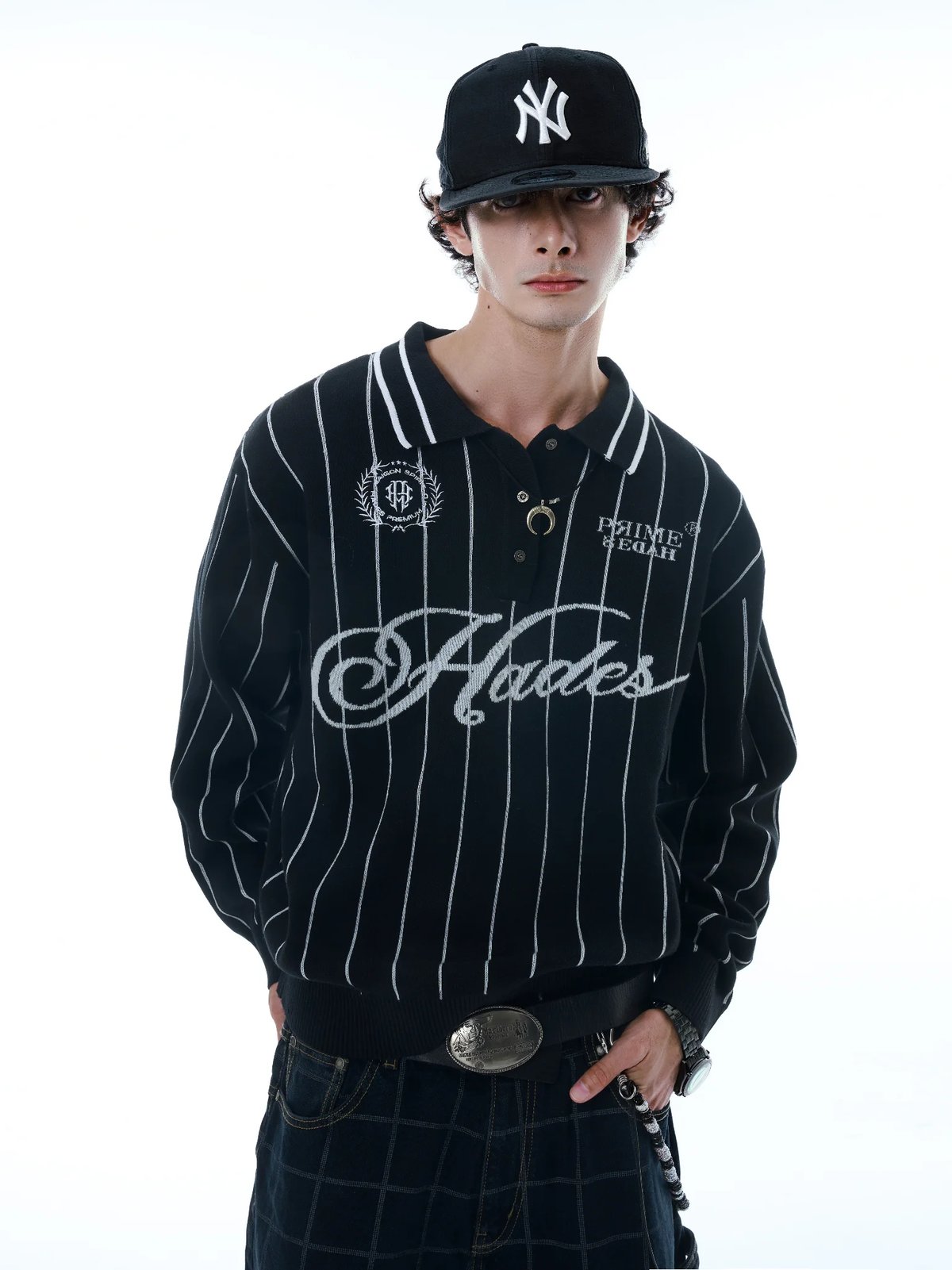 HADES Classic Polo Knit Sweater - Black