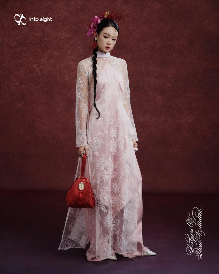 into.eight Áo Dài Duyên Floral Lace Layered Dress