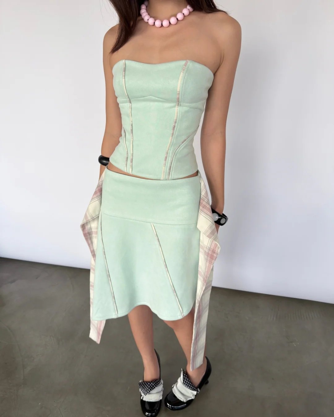 LOTTIE TOP 拼接縫線抹胸上衣