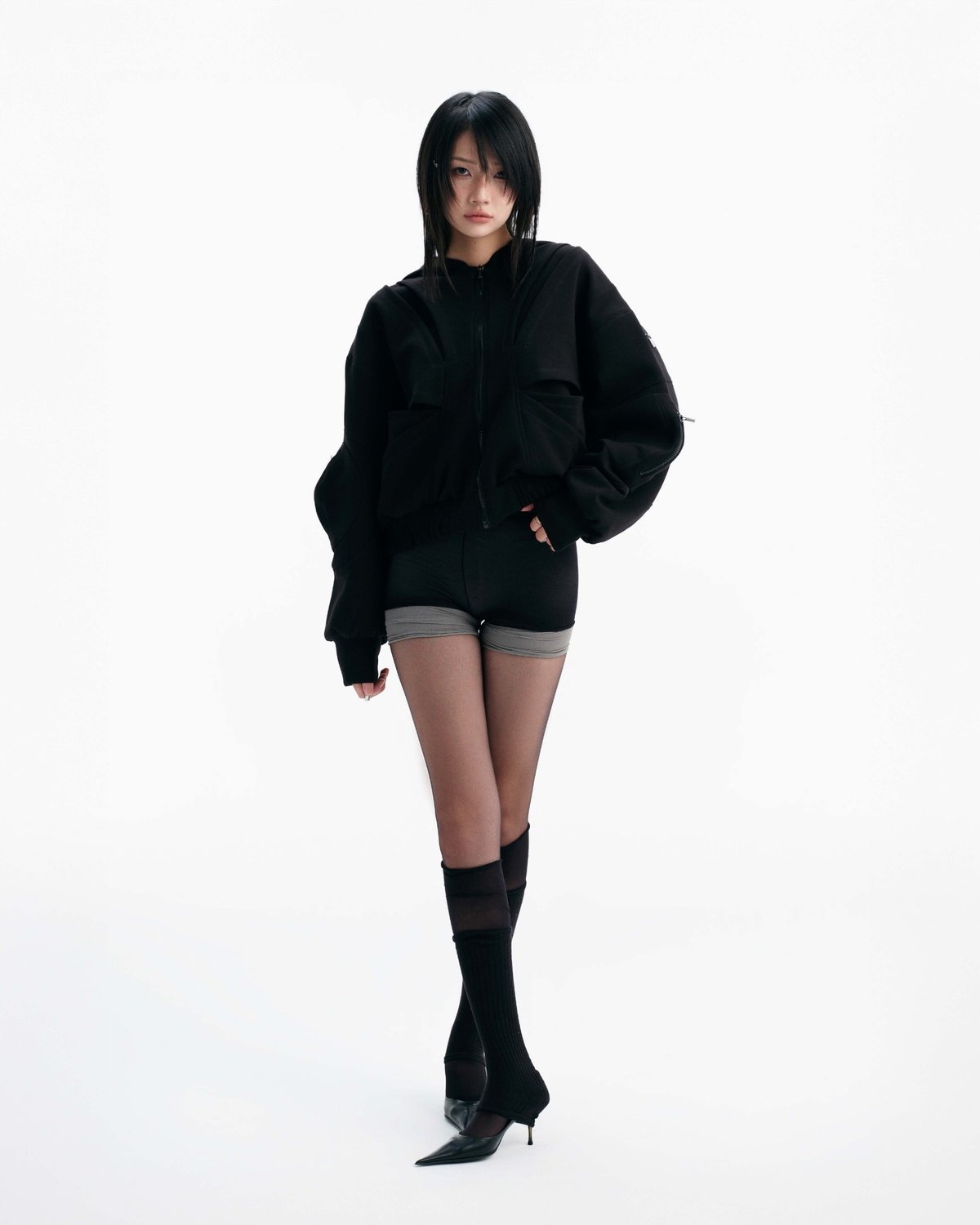Bunnyhill MAPLE Cut-out 拉鍊外套 (黑色)