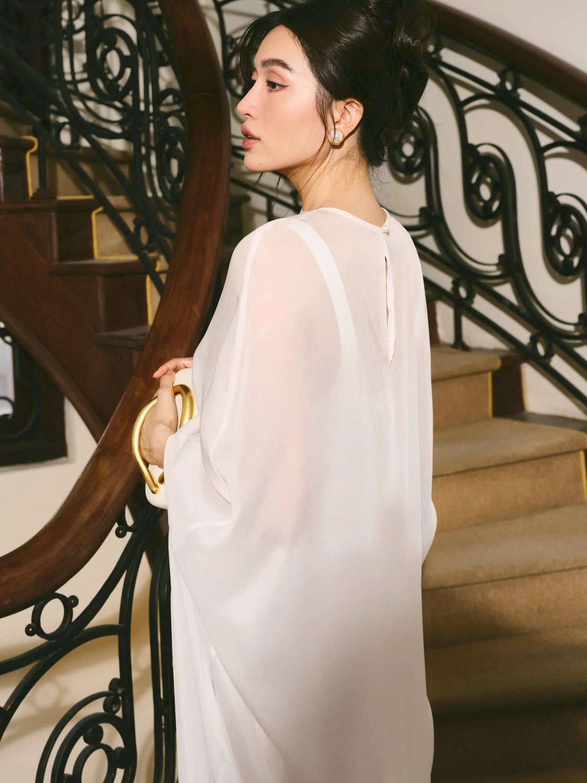 KISSERINE WHISPER DRESS Silk Slip Dress with Chiffon Cape Set