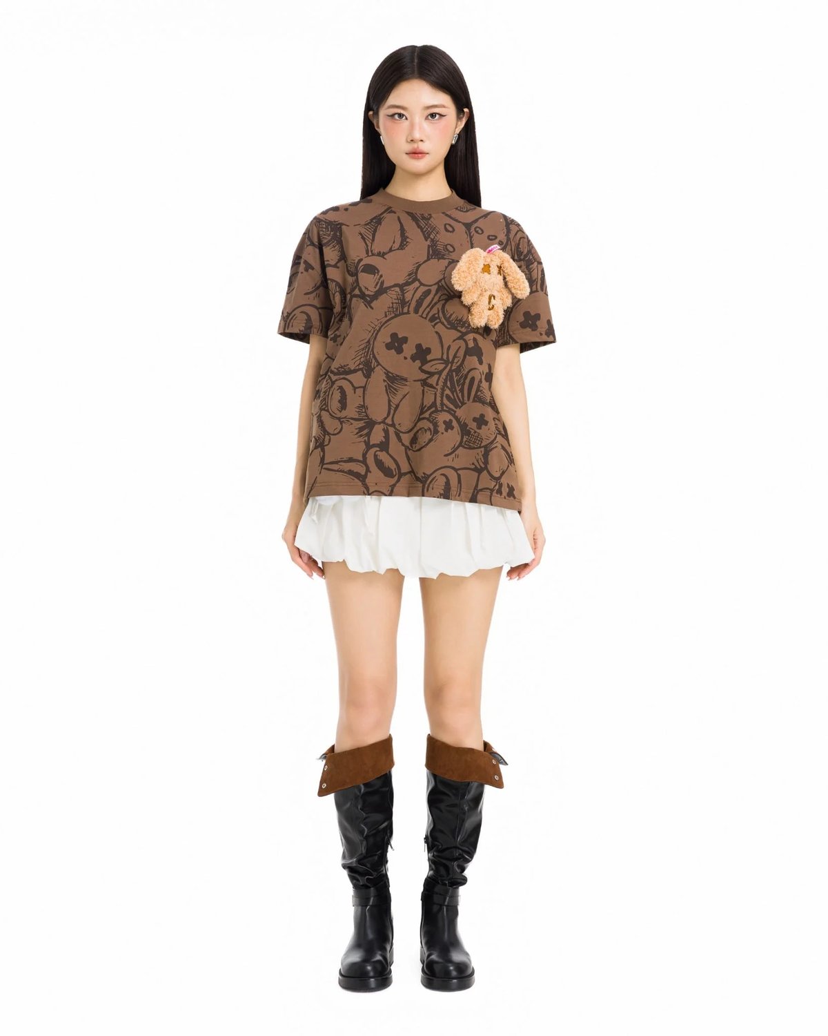 BAD RABBIT Chouchou Rabbit 絨毛兔子圖案 Boxy 版型短袖 T-shirt