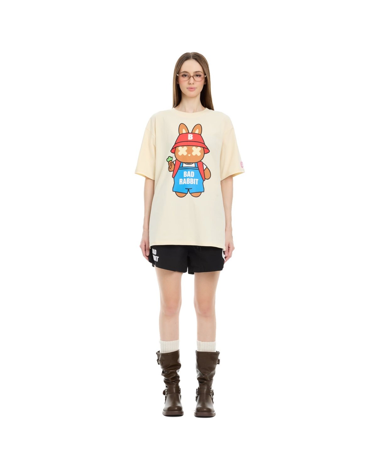 BAD RABBIT Festive Rabbit 刺繡圖案棉質休閒 T-Shirt