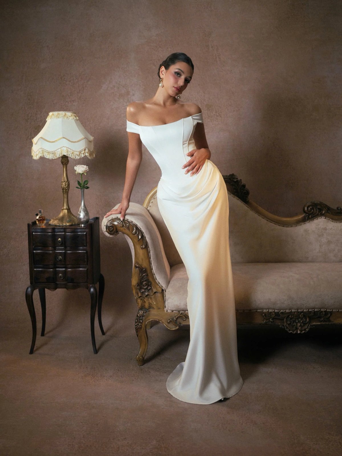 KISSERINE MALENA GOWN 優雅露肩束腰絲緞長禮服