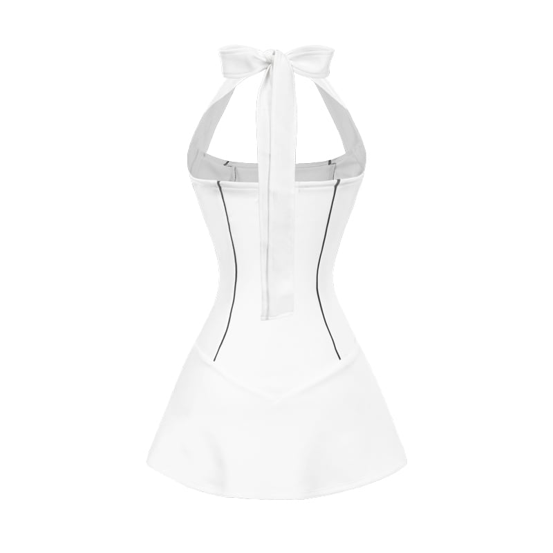 SISTERS Bubble Halter Neck Bow Sporty Mini Dress